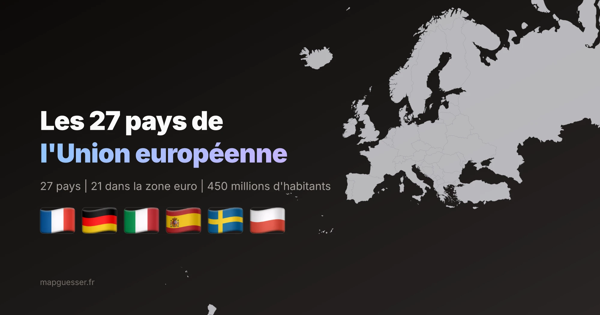 Carte des 27 pays de l'Union européenne avec leurs drapeaux et capitales